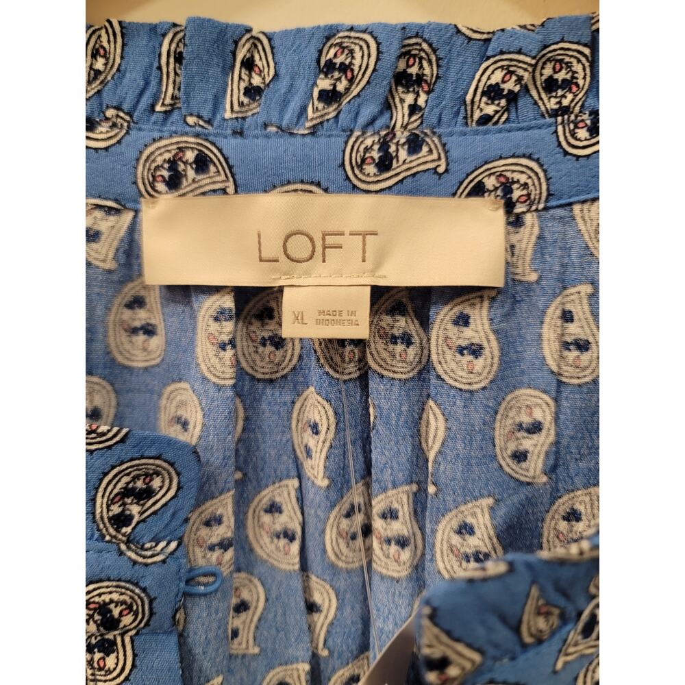 Loft Paisley Ruffle Sleeve Button Blouse - Picture 5 of 8